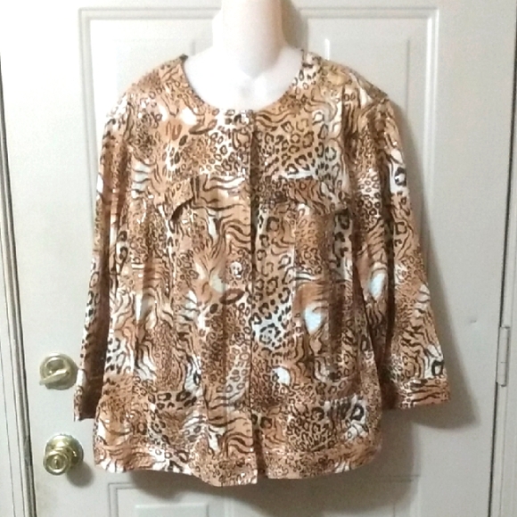 Cheetah Print Textured Jacket Plus - Picture 1 of 12